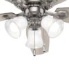 Hunter 51112 Builder Plus 52-in Brushed Nickel with Light Gray Oak Blades Flush Mount Ceiling Fan With Light and Pull Chain Included 5 -Blade