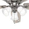 Hunter 51112 Builder Plus 52-in Brushed Nickel with Light Gray Oak Blades Flush Mount Ceiling Fan With Light and Pull Chain Included 5 -Blade