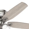 Hunter 51112 Builder Plus 52-in Brushed Nickel with Light Gray Oak Blades Flush Mount Ceiling Fan With Light and Pull Chain Included 5 -Blade