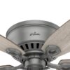 Hunter 51113 Builder Plus 52-in Matte Silver with Warm Grey Oak Blades Flush Mount Ceiling Fan With Light and Pull Chain Included 5 -Blade