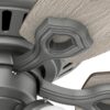 Hunter 51113 Builder Plus 52-in Matte Silver with Warm Grey Oak Blades Flush Mount Ceiling Fan With Light and Pull Chain Included 5 -Blade
