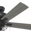 Hunter 52579 Angeline Easy Install 52-in Matte Black with Dark Gray Oak Blades Ceiling Fan With Light and Pull Chain Included 5 -Blade