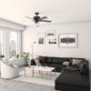 Hunter 52579 Angeline Easy Install 52-in Matte Black with Dark Gray Oak Blades Ceiling Fan With Light and Pull Chain Included 5 -Blade