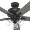 Hunter 52579 Angeline Easy Install 52-in Matte Black with Dark Gray Oak Blades Ceiling Fan With Light and Pull Chain Included 5 -Blade