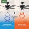 Hunter 52579 Angeline Easy Install 52-in Matte Black with Dark Gray Oak Blades Ceiling Fan With Light and Pull Chain Included 5 -Blade