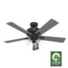 Hunter 52579 Angeline Easy Install 52-in Matte Black with Dark Gray Oak Blades Ceiling Fan With Light and Pull Chain Included 5 -Blade