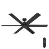 Hunter 52582 Lakeway SureSpeed 60-in Matte Black with Matte Black Blades Covered Outdoor Ceiling Fan Without Light and Remote Control Included 6 -Blade