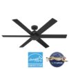 Hunter 52582 Lakeway SureSpeed 60-in Matte Black with Matte Black Blades Covered Outdoor Ceiling Fan Without Light and Remote Control Included 6 -Blade