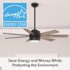 Hunter 52582 Lakeway SureSpeed 60-in Matte Black with Matte Black Blades Covered Outdoor Ceiling Fan Without Light and Remote Control Included 6 -Blade