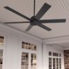 Hunter 52582 Lakeway SureSpeed 60-in Matte Black with Matte Black Blades Covered Outdoor Ceiling Fan Without Light and Remote Control Included 6 -Blade