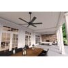 Hunter 52582 Lakeway SureSpeed 60-in Matte Black with Matte Black Blades Covered Outdoor Ceiling Fan Without Light and Remote Control Included 6 -Blade