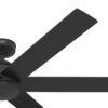 Hunter 52582 Lakeway SureSpeed 60-in Matte Black with Matte Black Blades Covered Outdoor Ceiling Fan Without Light and Remote Control Included 6 -Blade