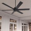 Hunter 52582 Lakeway SureSpeed 60-in Matte Black with Matte Black Blades Covered Outdoor Ceiling Fan Without Light and Remote Control Included 6 -Blade