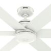 Hunter 52767 Lakeway ENERGY STAR 60-in Fresh White with Satin Blades Covered Outdoor Ceiling Fan Without Light and Remote Control Included 6 -Blade