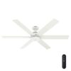Hunter 52767 Lakeway ENERGY STAR 60-in Fresh White with Satin Blades Covered Outdoor Ceiling Fan Without Light and Remote Control Included 6 -Blade