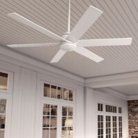 Hunter 52767 Lakeway ENERGY STAR 60-in Fresh White with Satin Blades Covered Outdoor Ceiling Fan Without Light and Remote Control Included 6 -Blade