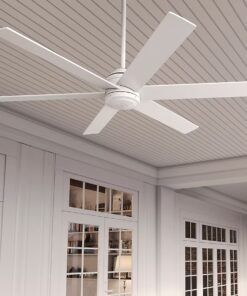 Hunter 52767 Lakeway ENERGY STAR 60-in Fresh White with Satin Blades Covered Outdoor Ceiling Fan Without Light and Remote Control Included 6 -Blade
