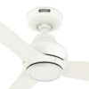 Hunter 52830 Mazzini ENERGY STAR 52-in Matte White with Matte White Blades Covered Outdoor Propeller Ceiling Fan Without Light and Remote Control Included 3 -Blade