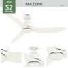 Hunter 52830 Mazzini ENERGY STAR 52-in Matte White with Matte White Blades Covered Outdoor Propeller Ceiling Fan Without Light and Remote Control Included 3 -Blade