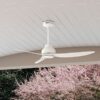 Hunter 52830 Mazzini ENERGY STAR 52-in Matte White with Matte White Blades Covered Outdoor Propeller Ceiling Fan Without Light and Remote Control Included 3 -Blade