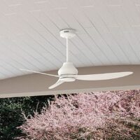 Hunter 52830 Mazzini ENERGY STAR 52-in Matte White with Matte White Blades Covered Outdoor Propeller Ceiling Fan Without Light and Remote Control Included 3 -Blade