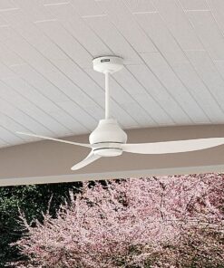 Hunter 52830 Mazzini ENERGY STAR 52-in Matte White with Matte White Blades Covered Outdoor Propeller Ceiling Fan Without Light and Remote Control Included 3 -Blade