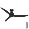 Hunter 52831 Mazzini ENERGY STAR 52-in Matte Black with Matte Black Blades Covered Outdoor Propeller Ceiling Fan Without Light and Remote Control Included 3 -Blade