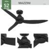 Hunter 52831 Mazzini ENERGY STAR 52-in Matte Black with Matte Black Blades Covered Outdoor Propeller Ceiling Fan Without Light and Remote Control Included 3 -Blade