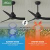 Hunter 52831 Mazzini ENERGY STAR 52-in Matte Black with Matte Black Blades Covered Outdoor Propeller Ceiling Fan Without Light and Remote Control Included 3 -Blade