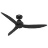 Hunter 52831 Mazzini ENERGY STAR 52-in Matte Black with Matte Black Blades Covered Outdoor Propeller Ceiling Fan Without Light and Remote Control Included 3 -Blade