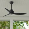 Hunter 52831 Mazzini ENERGY STAR 52-in Matte Black with Matte Black Blades Covered Outdoor Propeller Ceiling Fan Without Light and Remote Control Included 3 -Blade