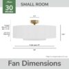 Hunter 52974 Jasmine Roth Brookside 30-in Luxe Gold with Matte White Blades Fandelier Ceiling Fan With Light 3 -Blade