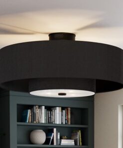 Hunter 52975 Jasmine Roth Brookside 30-in Matte Black with Matte Black Blades Fandelier Ceiling Fan With Light 3 -Blade