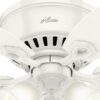 Hunter 53326 Builder 52-in Snow White with Snow White/Light Oak Blades Flush Mount Ceiling Fan With Light and Pull Chain Included 5 -Blade