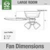 Hunter 53326 Builder 52-in Snow White with Snow White/Light Oak Blades Flush Mount Ceiling Fan With Light and Pull Chain Included 5 -Blade