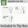 Hunter 53326 Builder 52-in Snow White with Snow White/Light Oak Blades Flush Mount Ceiling Fan With Light and Pull Chain Included 5 -Blade