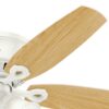 Hunter 53326 Builder 52-in Snow White with Snow White/Light Oak Blades Flush Mount Ceiling Fan With Light and Pull Chain Included 5 -Blade