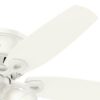 Hunter 53326 Builder 52-in Snow White with Snow White/Light Oak Blades Flush Mount Ceiling Fan With Light and Pull Chain Included 5 -Blade