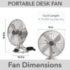 Hunter 97315 12-in High Velocity Indoor Desk Fan, in Brushed Nickel