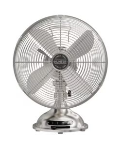 Hunter 97315 12-in High Velocity Indoor Desk Fan, in Brushed Nickel