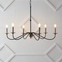 JONATHAN Y JYL7559C Wicklow 34.75" Iron Bohemian Farmhouse 6 -Light Black Iron Chandelier