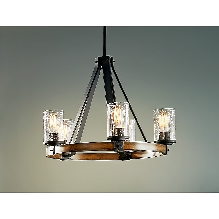 Kichler 34686A Barrington 5 -Light Distressed Black Seeded glass Metal Chandelier_11zon Kichler 34686A Barrington 5 -Light Distressed Black Seeded glass Metal Chandelier