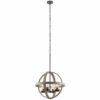 Kichler 34823A Barrington 4 -Light Anvil Iron and Distressed Antique Grey Farmhouse Seeded glass Globe Medium Hanging Pendant Light