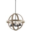 Kichler 34823A Barrington 4 -Light Anvil Iron and Distressed Antique Grey Farmhouse Seeded glass Globe Medium Hanging Pendant Light