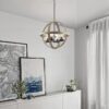 Kichler 34823A Barrington 4 -Light Anvil Iron and Distressed Antique Grey Farmhouse Seeded glass Globe Medium Hanging Pendant Light