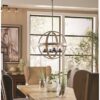 Kichler 34823A Barrington 4 -Light Anvil Iron and Distressed Antique Grey Farmhouse Seeded glass Globe Medium Hanging Pendant Light