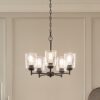 Kichler 44030BK Winslow 5 -Light Antique Black Seeded glass Metal Chandelier