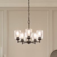 Kichler 44030BK Winslow 5 -Light Antique Black Seeded glass Metal Chandelier