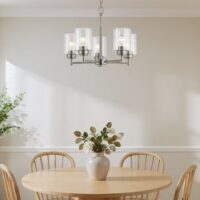 Kichler 44030NI Winslow 5 -Light Brushed Nickel Seeded glass Metal Chandelier