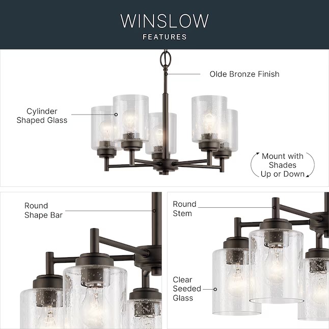 Kichler 44030OZ Winslow 5 -Light Bronze Seeded glass Metal Chandelier68_11zon Kichler 44030OZ Winslow 5 -Light Bronze Seeded glass Metal Chandelier